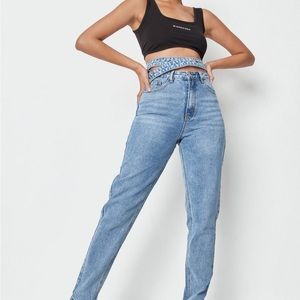 GROSS OVER DOUBLE WAISTBAND MOM JEAN blue